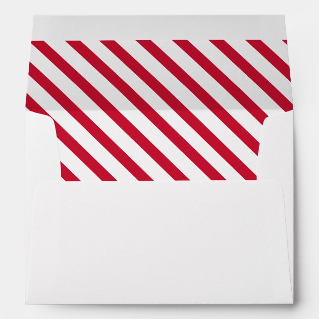 Christmas Red and White Diagonal Stripe Address Envelope (Back (Bottom))