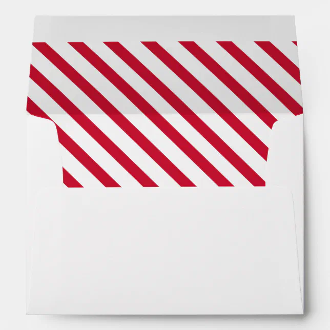Christmas Red and White Diagonal Stripe Address Envelope Zazzle