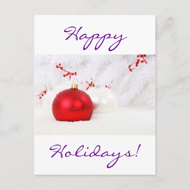 Christmas Red And White Happy Holidays Holiday Postcard (Front)