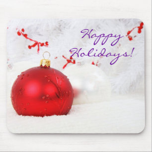 Christmas Red And White Happy Holidays III Mouse Mouse Pad