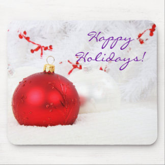 Christmas Red And White Happy Holidays III Mouse Pad