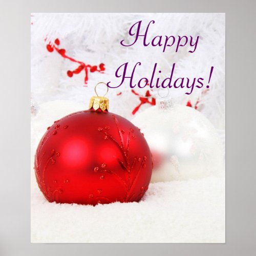 Christmas Red And White Happy Holidays VII Poster