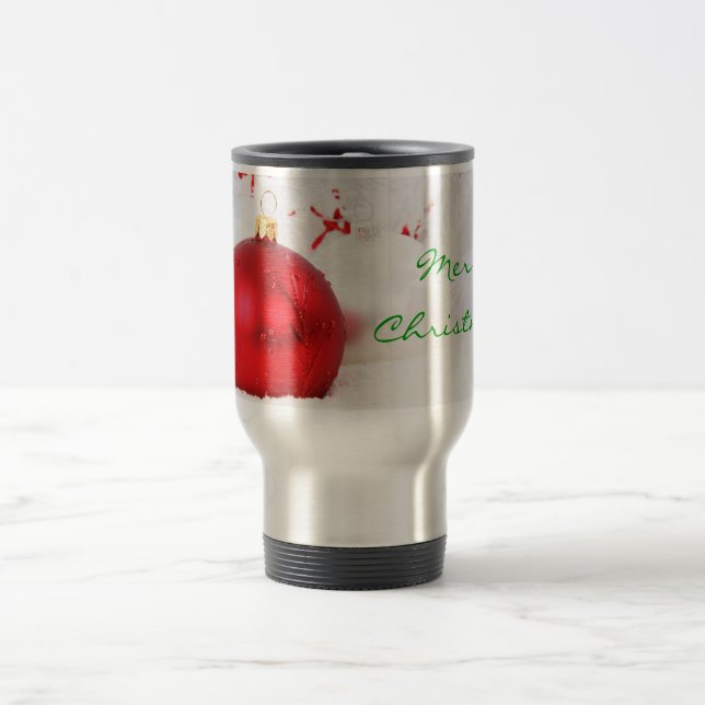 Christmas Red And White Merry Christmas I Travel Mug (Center)