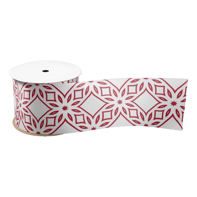 Christmas Red and White Pattern Satin Ribbon (Spool)
