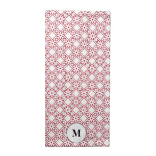 Christmas Red and White Pattern with Monogram Cloth Napkin