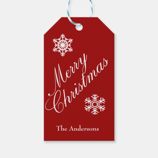 Christmas Red and White Snowflakes Gift Tag (Front)