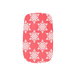 Christmas Red and White Snowflakes Pattern Minx Nail Art