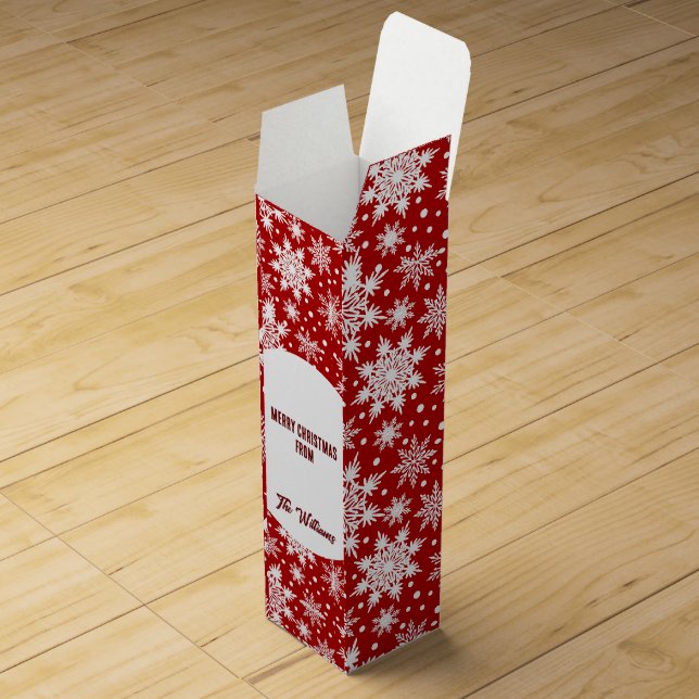 Christmas Red and White Snowflakes Pattern Wine Box (Opened)