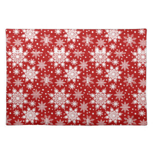 Christmas Red and White Snowflakes Seamless Cloth Placemat