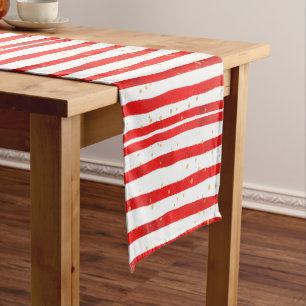 Christmas Red And White Striped Short Table Runner