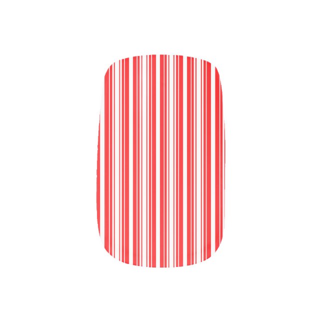 Christmas Red and White Stripes Minx Nail Art (Right Thumb)
