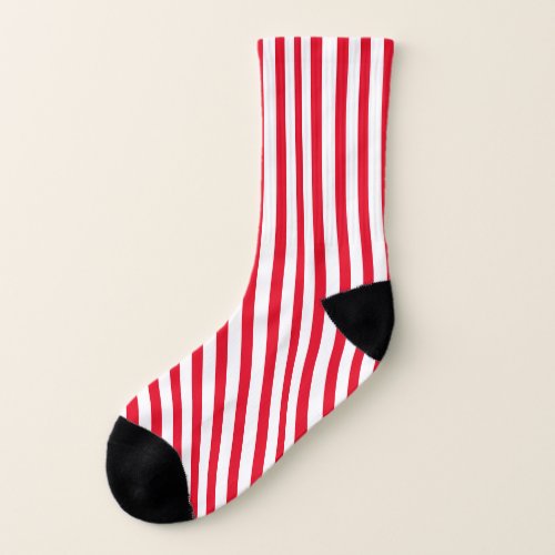 Christmas red and white vertical striped socks