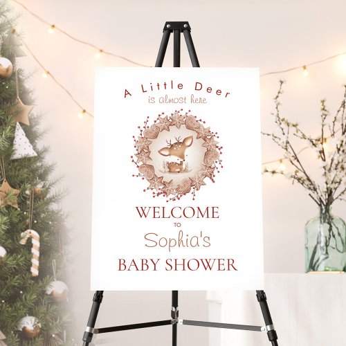 Christmas Red Baby Shower Welcome Sign Foam Board