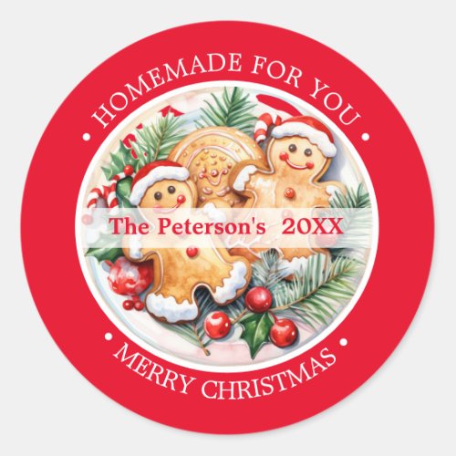 CHRISTMAS Red Baked Goods Cookies Ginger Homemade Classic Round Sticker