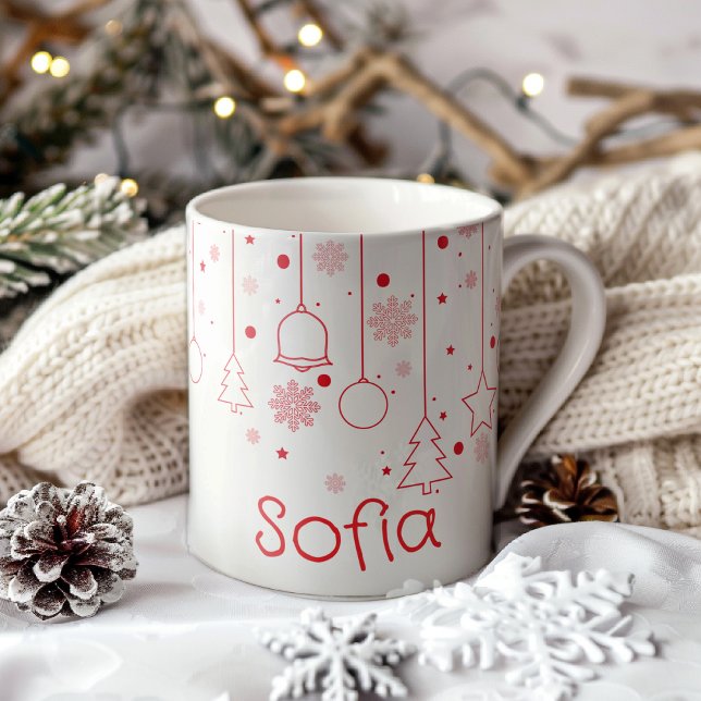 Christmas red Ball star decor name Classic Mug (Creator Uploaded)