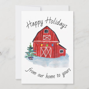 Christmas Red Barn Customizable Greeting Card