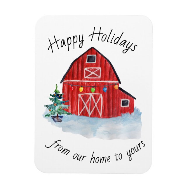 Christmas Red Barn Customizable  Magnet (Vertical)