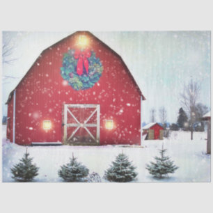 Christmas Red Barn Tissue Paper