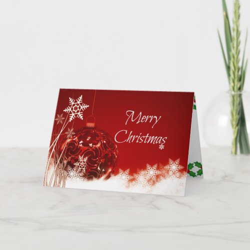 Christmas - Red Bauble and White Snowflakes Thank You Card
