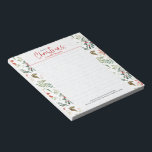 Christmas red berries and green winter foliage notepad<br><div class="desc">Modern watercolors of red Christmas berries with a green winter foliage pattern background. Modern red Christmas typography.</div>