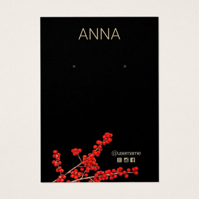 Christmas Red Berries Earring Display Card (Front)