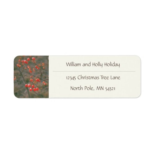 Christmas Red Berries Holiday Return Address Label