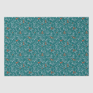Christmas red berries pattern modern trendy teal tissue paper
