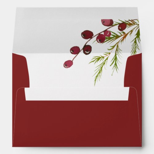 Christmas Red Berries Pre_Printed Address 5x7 Envelope