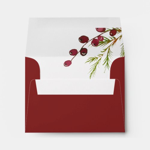 Christmas Red Berries Pre_Printed Address RSVP Envelope