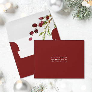 Christmas Red Berries Pre-Printed Address RSVP Envelope