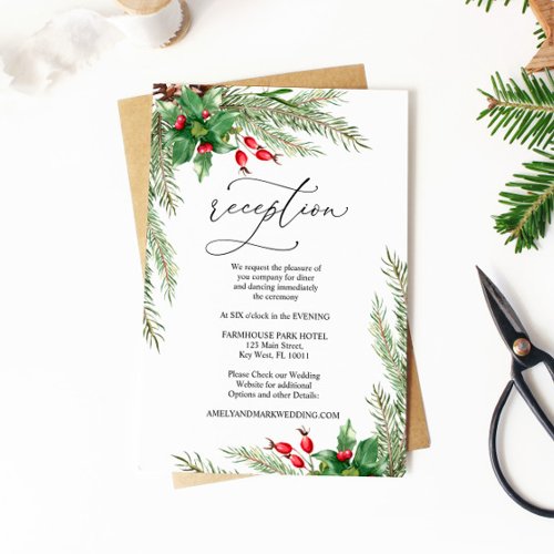 Christmas Red Berries  Reception Enclosure Card