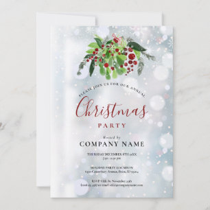 Christmas Red Berries Snow Company Holiday Party Invitation