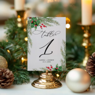 Christmas Red Berries Table 1 Wedding Number