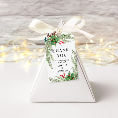 Christmas Red Berries Wedding Gift Tag