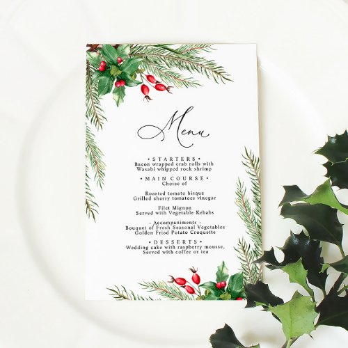 Christmas Red Berries Wedding Menu