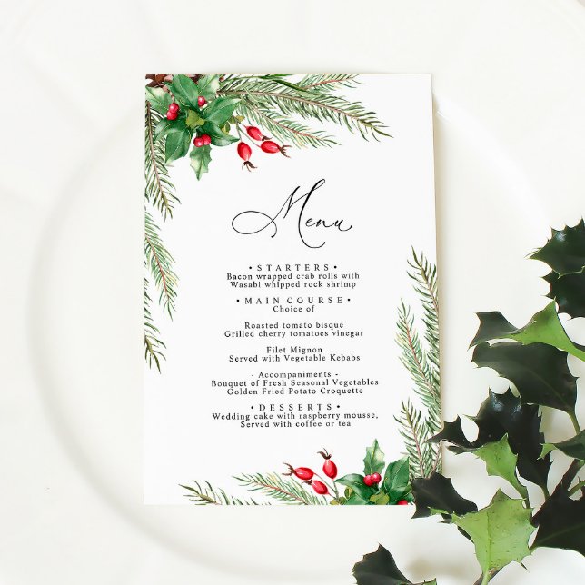 Christmas Red Berries Wedding Menu (Creator Uploaded)