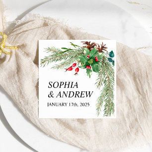 Christmas Red Berries Wedding Napkins