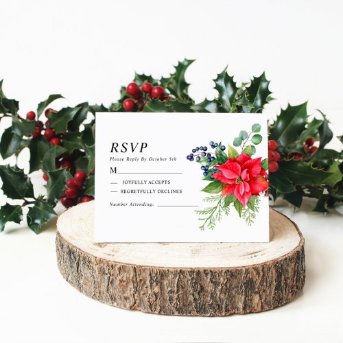 Christmas Red Berries Wedding RSVP