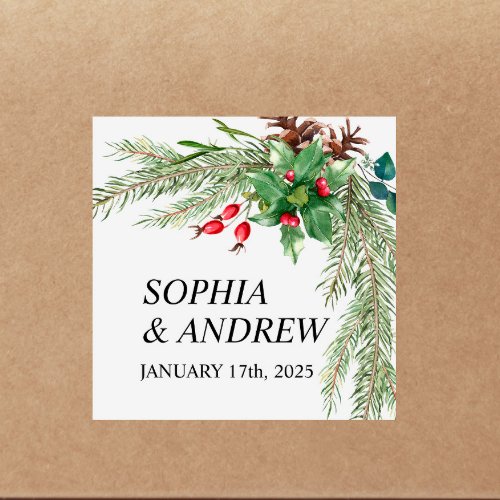 Christmas Red Berries Wedding Sticker