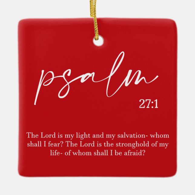 Christmas Red Bible Verse Ceramic Ornament (Front)
