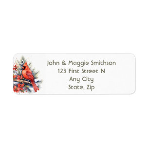 Christmas Red Bird Cardinal Tree Label