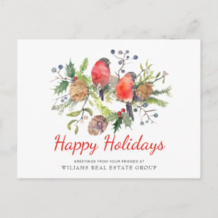 Christmas Red Bird Holiday Corporate Greeting Postcard