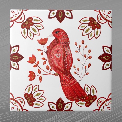 Christmas Red Bird Nordic Ceramic Tile