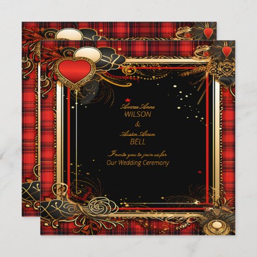 Christmas Red Black and Gold Wedding Save The Date