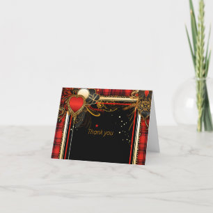 Christmas Red Black and Gold Wedding Thank You Card