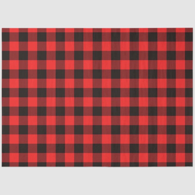 Christmas  Red Black Buffalo Checks Plaid Tissue Paper (Front)