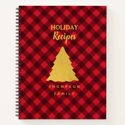 Christmas Red  Black Buffalo Plaid Family Recipes Notebook