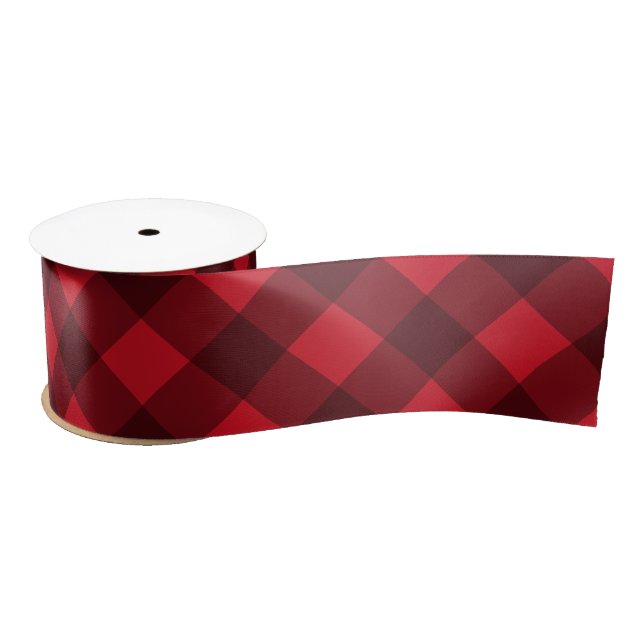Christmas Red & Black Buffalo Plaid  Satin Ribbon (Spool)