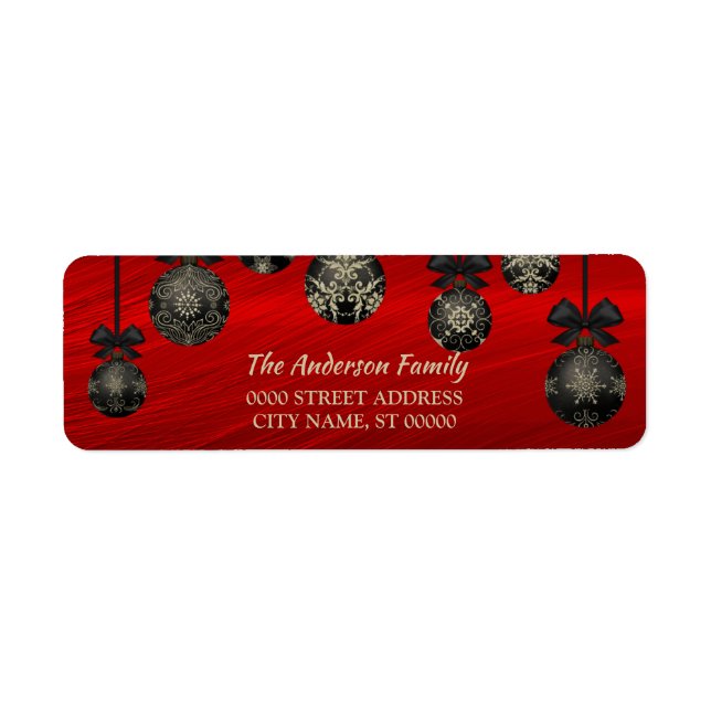 Christmas Red Black Elegant Holidays Winter Label (Front)
