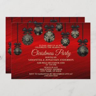 Christmas Red Black Elegant Winter Holidays Invitation